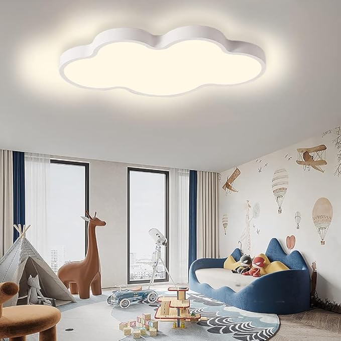 LED Ceiling Light Fixture,Modern 23 Inch Cloud Shape Recessed Ceiling Lights,Dimmable Light,White 36W Close to Ceiling Lighting Flush Mount Living Room Bedroom,3000K-6000K
