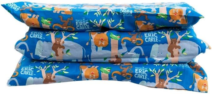 KinderMat + Eric Carle Kinderbundle - The Very Hungry Caterpillar and Friends - Full Nap Mat & Washable Cover, Special Edition - 47" x 22", Value Bundle, Great for Daycare & Family Households