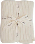 Knitted Organic Cotton Baby Blanket- Swaddle Blanket, 30" x 40" Soft Receiving Blanket for Newborn (Soft White)