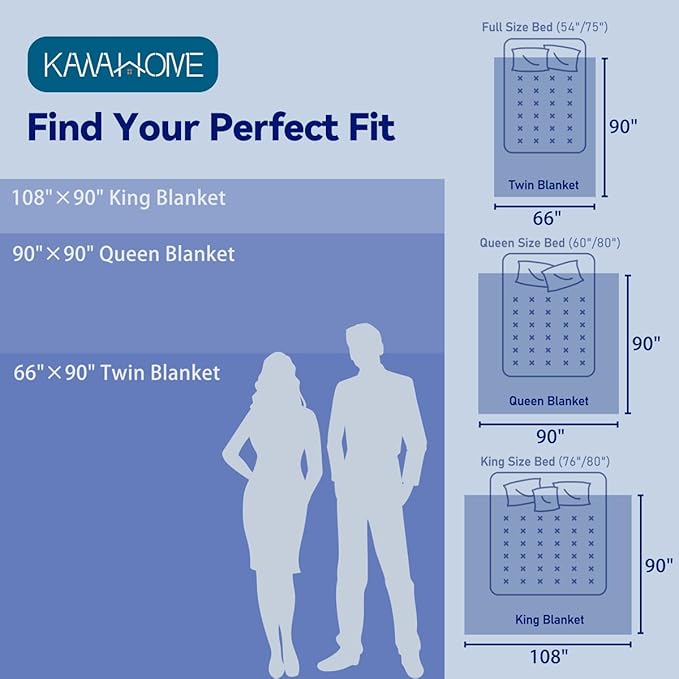KAWAHOME 3D Air Mesh Cooling Lightweight Summer Blanket Twin Size for Hot Sleepers, Double-Layer Rayon Material and Breathable Stretchy Blankets for Bed, Couch, 66x90 inches, Grey Striped