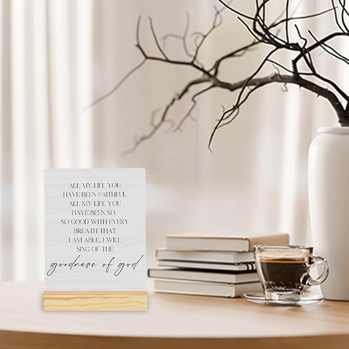 Inspirational Quote Wood Plaque Signs Motivational Quotes Gift Goodness of God Wooden Wall Art Religion Sign Inspirational Words Desk Decor for Home Office 5×4 Inches