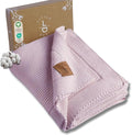 100% Organic Cotton GOTS Certified Baby Knitted Blanket with Gift Box - Soft Toddler, Crib, Stroller Blanket - Neutral Swaddle and Receiving Blanket for Newborns, 30"x40", Lavender Frost
