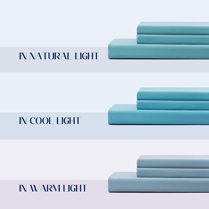Dream Valley® King Size Sheets Set, Cooling Fitted Sheet with 2 Pillowcase-3 PCS with No Flat Sheet,Q-Max > 0.4 Aerocool, Cooling for Night Sweats, Hot Sleepers,deep Pocket up to 15",Dream Blue