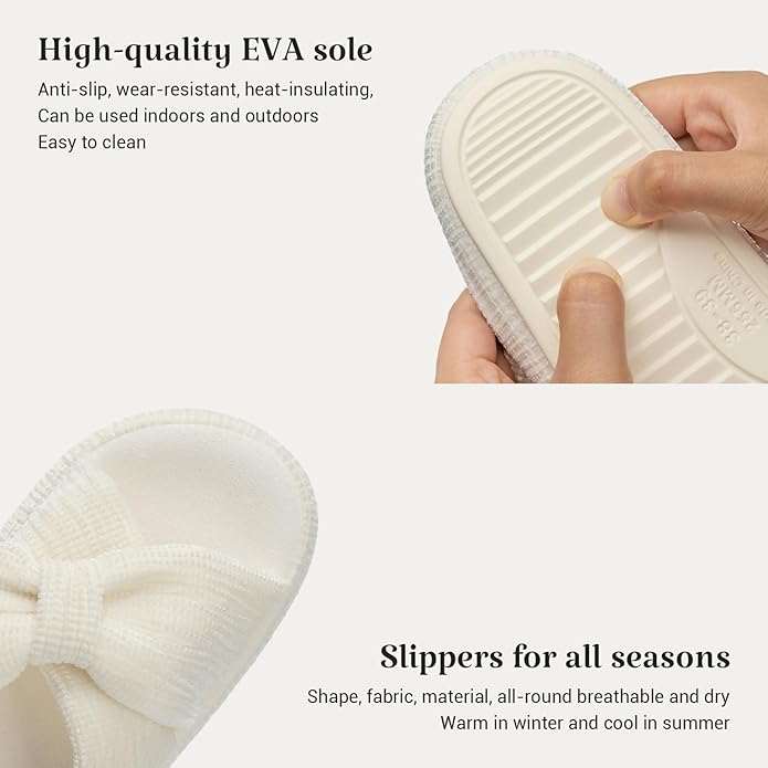 Chantomoo Slippers for Women Memory Foam House Bedroom Corduroy Bow Crossbands Slipper Shoes Comfy Trendy Gift Slippers