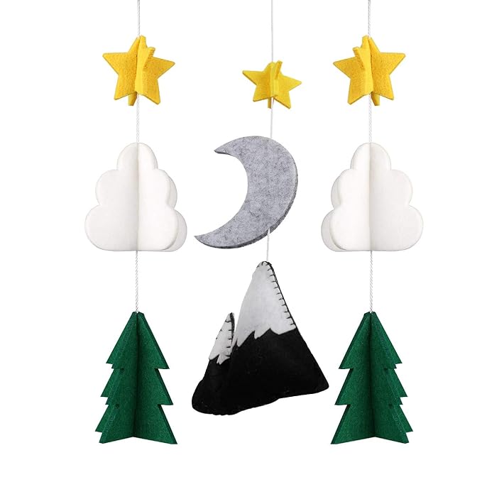 Sorrel + Fern Starry Woodland Night Mobile w/ Garland - Nursery Decoration for Boys & Girls