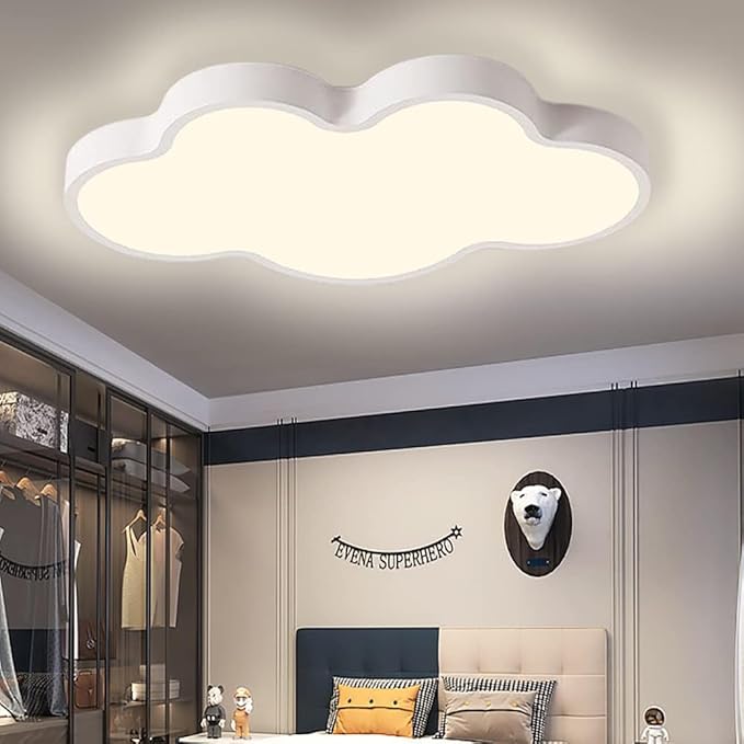 LED Ceiling Light Fixture,Modern Cloud Shape Recessed Ceiling Lights, Dimmable Light,Close to The Ceiling Lighting Flush Mount Living Room Bedroom,3000K-6000K (White, 27inch)