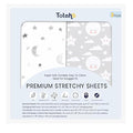 TotAha Premium Stretchy Crib Sheets (2-Pack)-Hypoallergenic, Silky Comfort, Buttery Soft, Calming Effect, All-Season Jersey-Knit Sheets, 9'' Extra Deep Pocket, Moon & Grey Sky