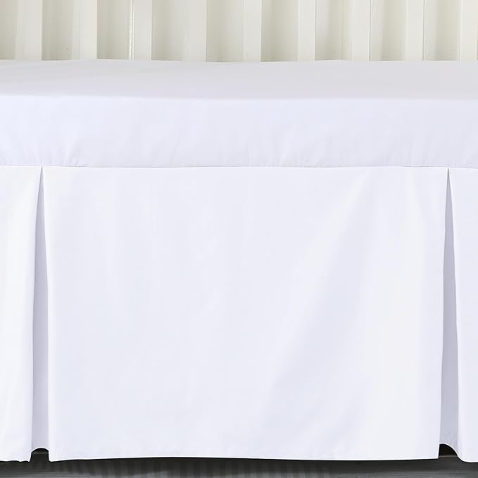 Crib Skirt Dust Ruffle, 100% Egyptian Cotton 400 Thread Count Soft Breathable Crib Bedding Skirt for Baby, Boys and Girls, 52"X28" with 14" Crib Bed Skirt Fading Resistant (White Solid)