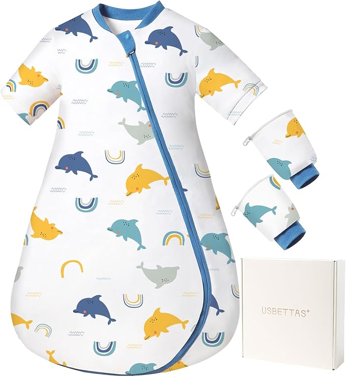 Baby Sleep Sack with Removable Sleeves, Breathable Wearable Blanket for Newborn & Toddler 6-36 Months, Cute Print