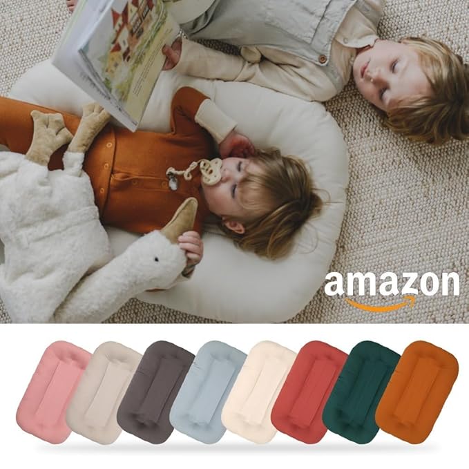 Multifunctional Newborn Baby Lounger, Organic Cotton Infant Nest 0–18M – Portable Breathable 3D Fiber Filling, Machine-Washable (Orange)