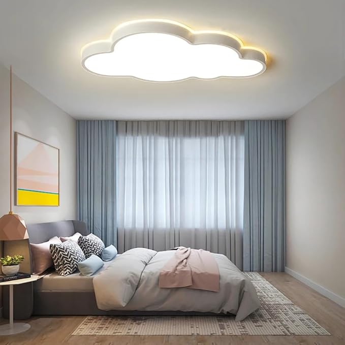 Cloud Shape LED Ceiling Light Fixture,19 Inch Modern Recessed Ceiling Lights,Dimmable Light,White 22W Close to Ceiling Lighting Flush Mount Living Room Bedroom,3000K-6000K