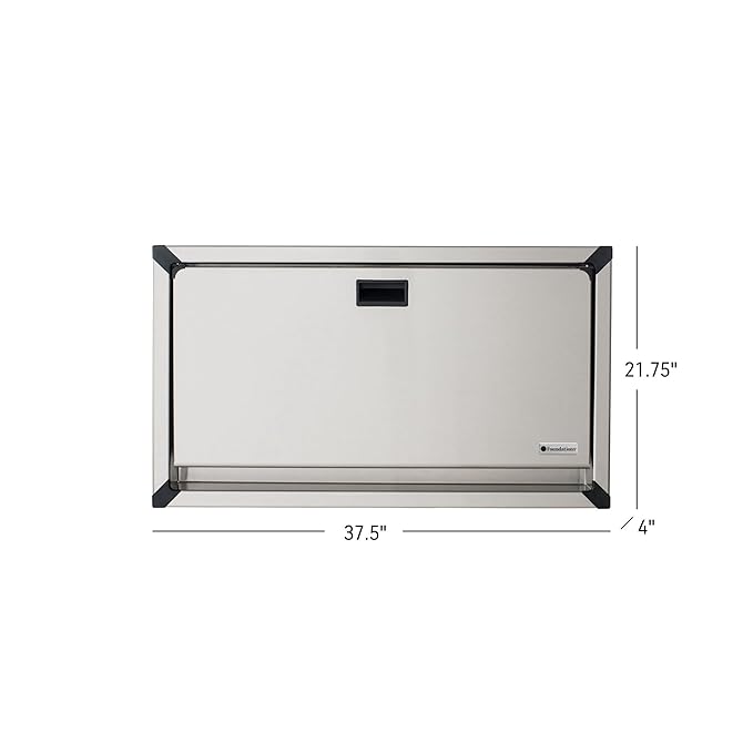 Foundations Horizontal Baby Diaper Changing Station Wall Mounted, Stainless Steel Shell with Polyethylene Changing Table, Adjustable Safety Belt (100SSC-SM)