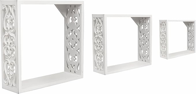 JFY Designs Floating Shelves for Wall Décor - Modern Minimalist Display Shelf with Hidden Brackets, Heavy Duty Rustic Wood Wall-Mounted Storage Organizer Set