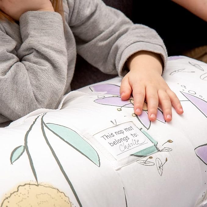 JumpOff Jo Nap Mat for Kids - Cozy Kids Rest Mat with Removable Pillow and Ultra Soft Blanket for Preschool, Daycare, and Sleepovers - Fairy Blossoms