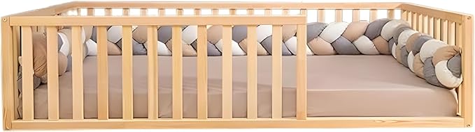 Montessori Floor Bed Full Size 54x75 / Height 18.9'' | Pine Tree Toddler Bed Frame, Wood Bed Frame | Gift for Kids Room Decor (Full)