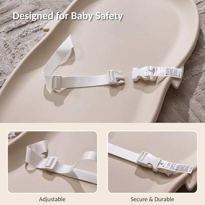 Luxury Little Portable EVA Baby Changing Pad Waterproof Changing Pad for Diaper Changes,Dressing,Baby Massage & Moisturizer Application,Soft & Non-Slip,Adjustable Safety Belt,Penguin Design,Beige