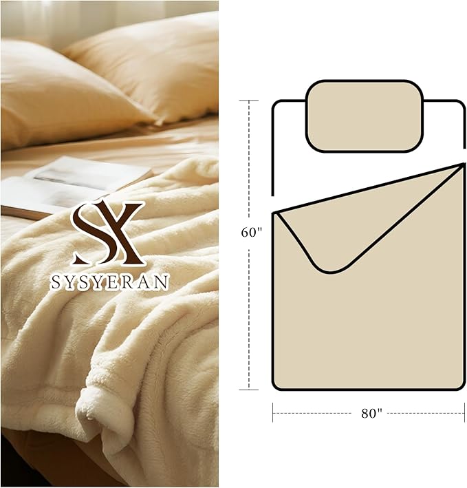 Plush Velvet Fleece Bed Blanket, Lightweight Queen Size Blanket, Soft Fuzzy Cozy Blanket for Couch (Cream Yellow, Twin)