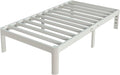 White Twin Size Bed Frames 14 Inch, Metal Platform Twin Bed Frame No Box Spring Needed, Heavy Duty Steel Support 3500 LBS, DIY Headboard, Round Legs, Noiseless, Storage Space, Easy Assembly