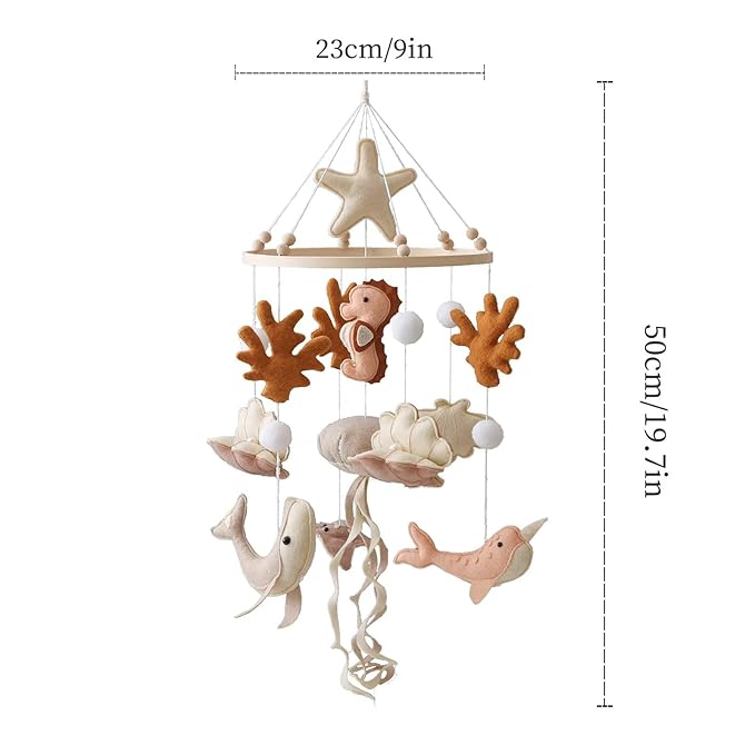 Ocean Life Theme Crib Mobile,Baby Boys Girls Ocean Mobile,Gender Neutral Baby Mobile,Nursery Mobile Soothe Toy,Comfortable Baby Soothing Toys with Various Marine Animals