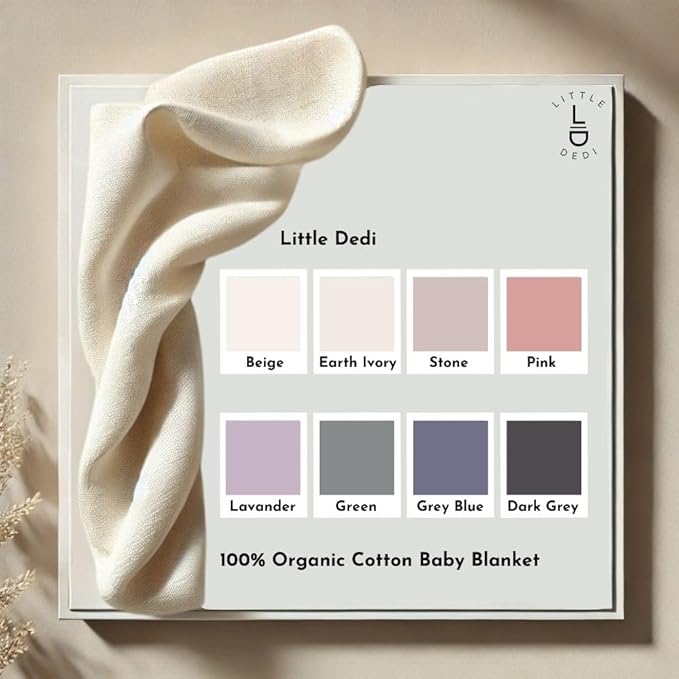 100% Organic Cotton Baby Knitted Blanket with Gift Box - Soft Toddler, Crib, Stroller Blanket - Neutral Swaddle and Receiving Blanket for Newborns, 30"x40", Beige