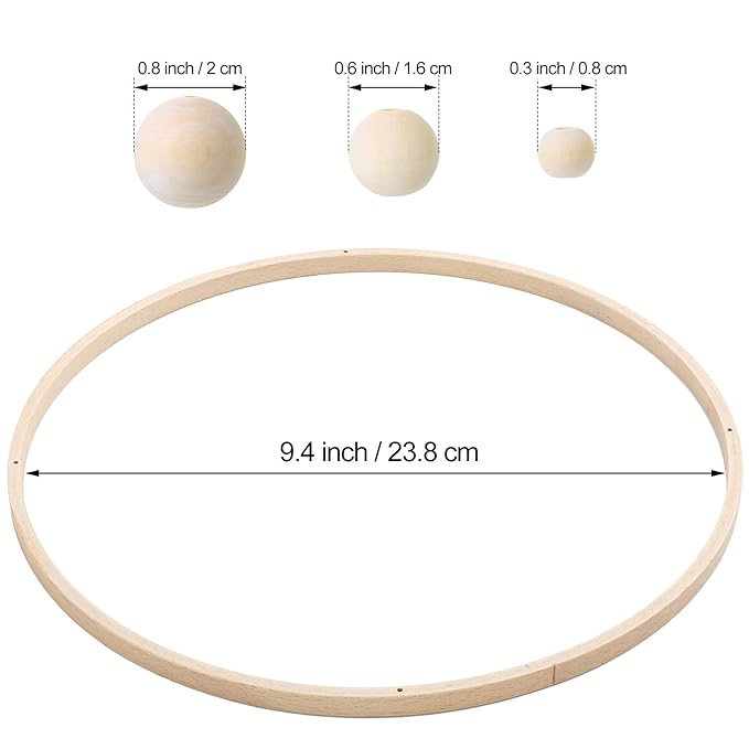 Baby Mobile DIY Kit - Nursery Wooden Frame Mobile Crib Bed Bell Ceiling Wind Chime Hanging DIY Frame Ornaments Handmade Kit Round Wind Bell for Infant Toys