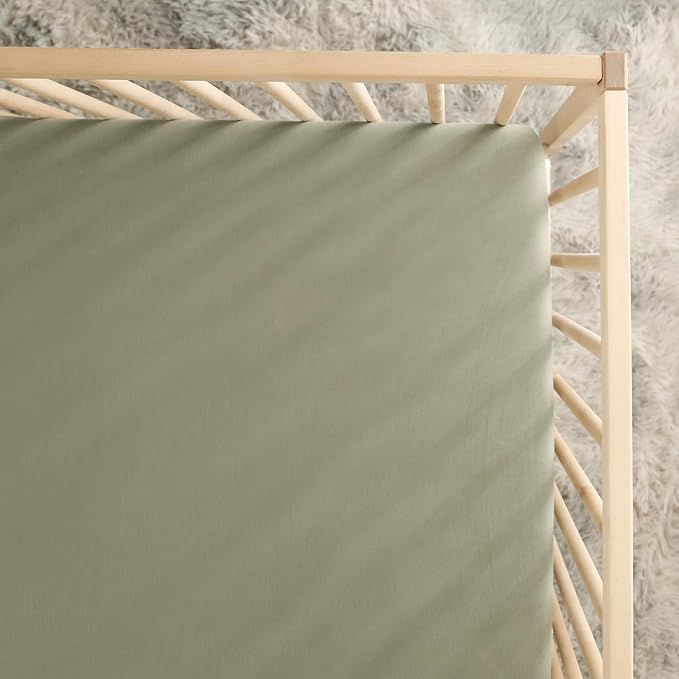 GRSSDER Mini Crib Sheets Fitted, Pack and Play Sheets 3 Pack, Ultra Soft Stretchy Pack N Play Sheets, Universal Fit for Playard Mattress, Jersey Crib Sheets Neutral for Boys and Girls, Sage Green