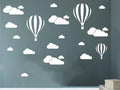 White Clouds & Hot Air Balloons Nursery Kids Childs Room Vinyl Wall Art Sticker Baby Wall Decals Removable Waterproof Wallpaper D952 (White)