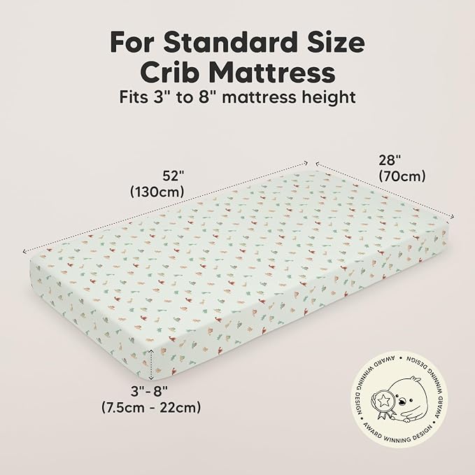 KeaBabies 2-Pack Organic Crib Sheets for Boys, Girls - 52x28 Fitted Crib Mattress Sheet Neutral, Breathable Jersey Cotton Cover for Baby Bed, Toddler Mattress, Soft & Cute Prints (Roarsome)