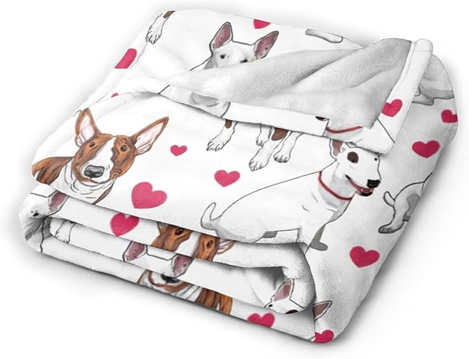 Tijuboni Bull Terrier Throw Blanket Dog Gifts for Girls Boys Women Men Kids Adults Soft Flannel Fleece Blanket for Couch Sofa Bed Home Decor 40"x50"