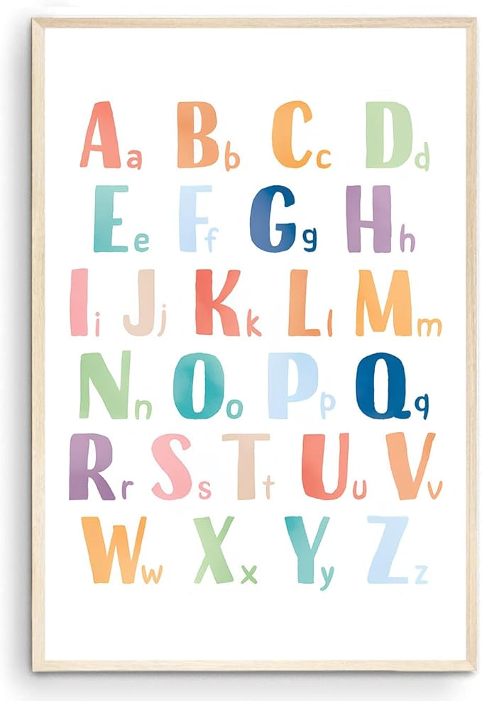 OZCONO Rainbow Alphabet Poster for Kids, Educational ABC Wall Chart for Classroom Decor, Montessori, Nursery Toddler Learning (Unframed) (9x11)