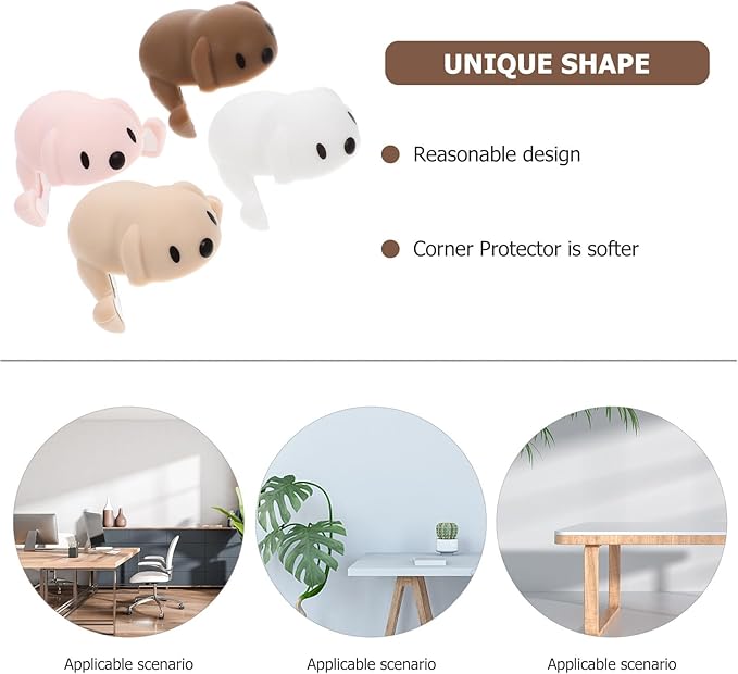 MERRYHAPY 4Pcs Animal Design Silicone Corner Protectors Soft Furniture Edge Guards for Tables Desks Chairs Safe Proofing Bumpers for Home and Nursery