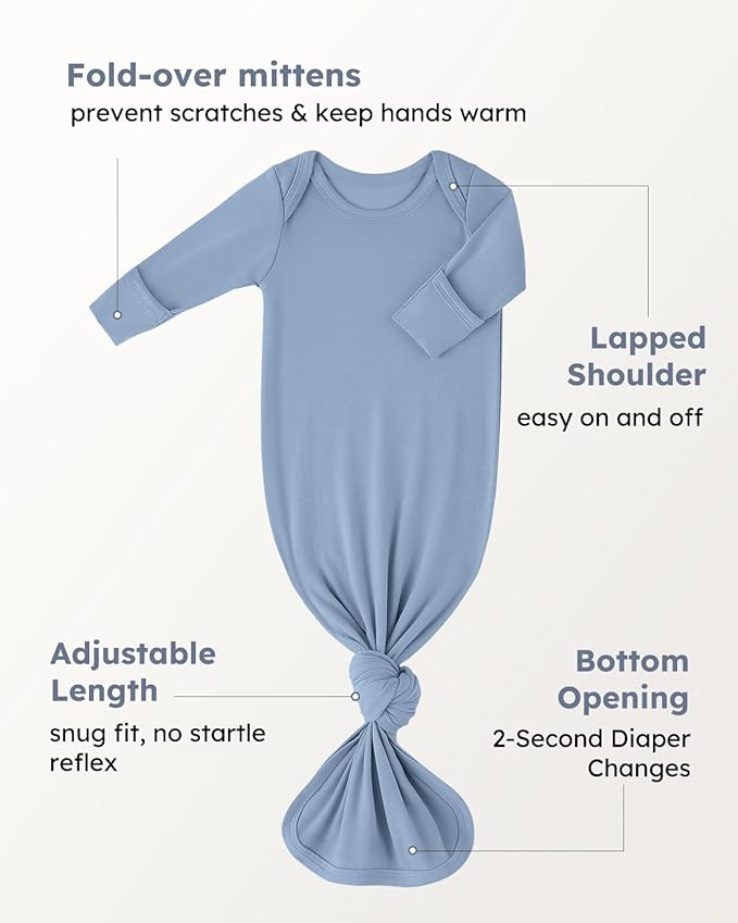 Yoofoss Baby Knotted Gowns 0-3 Months, Newborn Sleepers Hospital Coming Home Outfit for Photograph, Soft Breathable Comfort