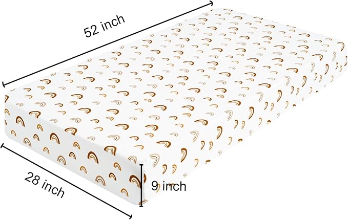 PHF 3 Pack Soft Rainbow Crib Sheets Fitted, Silky Comfy Breathable Baby Sheets for Boys Girls Neutral, 28x52 Inches Fits Standard Crib and Toddler Mattresses, Rainbow