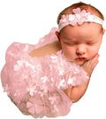 Newborn Girl Photography Outfits, Backless Lace Romper with Flower Headband Photo Props, Baby Girl Photoshoot Outfits