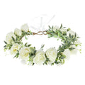 Baby Girls Flower Crown Headpiece Boho Little Wreaths for Weddings, Family Photography (Flower White)