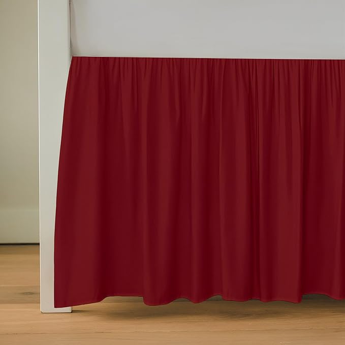 Luxury Crib Bed Skirt 28" x 52" with 14 Inch Drop Soft & Breathable Dust Ruffle Fits Standard Crib and Toddler Bed Nursery Microfiber Fabric Ruffle Bed Skirt for Baby Boys or Girls Burgundy Solid