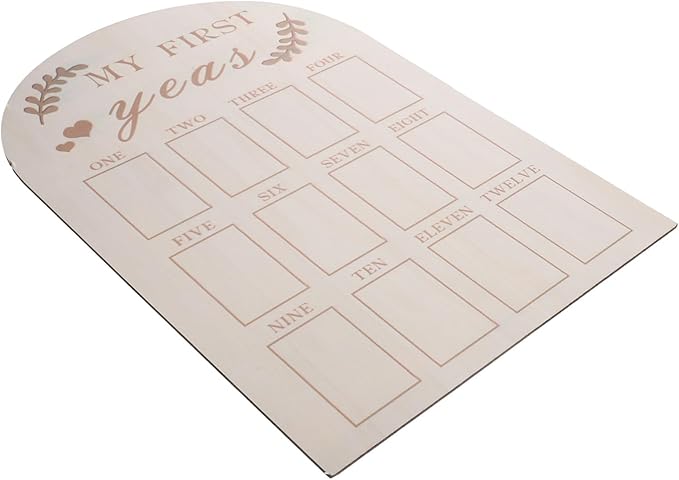 First Year Photo Frame Wooden Milestone Board for Newborns Months Picture Display Keepsake Nursery Easy Photo Replacement Safe Sturdy Material