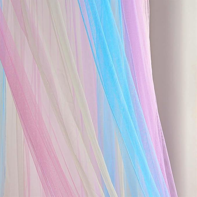 Kertnic Rainbow Bed Canopy for Girls Dreamy Mosquito Net for Bed Round Dome Princess Bed Canopy Girl Room Play Tent Kids Canopy Bed Netting Curtains (Single Layer- Blue)