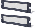 BABY JOY Double Sided Bed Rail Guard, 2 Pack, Extra Long, Swing Down for Convertible Crib, Folding Baby Safety Bedrail for Kids Twin Full Size Queen King Mattress, Rails for Toddlers (Dark Blue, 60")