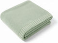 Baby Knit Blanket Soft Cotton Lightweight Newborn Blanket for Crib Stroller Toddler Nursery Shower Gift Cozy Breathable Travel Swaddle Wrap Sage Green 30 x 30 Inches