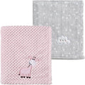 CREVENT 2Pcs 30''X40'' Cute Cozy Fluffy Warm Baby Blankets for Infants Toddlers' Bedding Crib Cot Stroller - Grey Cloud + Giraffe