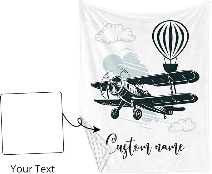 Personalized Baby Crib Bedding Set, Custom Name Glider Balloon Pattern Nursery Bedding Set 3 Pcs, Baby Blanket Fitted Crib Sheet Changing Pad Cover, Personalized Nursery Decor Gift for Newborns Boys