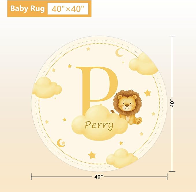 5 Piece Customized Crib Bedding Set for Boys & Girl- Custom Name Baby Crib Yellow Lion Nursery Bedding Set with Fitted Sheet, Soft Blanket, Rug, Personalized Gifts for Newborn Infant Toddler