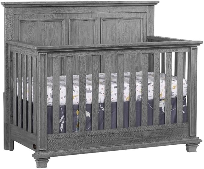 Pemberly Row Modern Wood 4 in 1 Convertible Crib in Graphite Gray