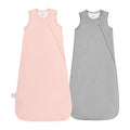 Supersoft Rayon Made from Bamboo Sleep Sack 3-6 Months Newborn Sleep Sack 0-3 Months 0.5 Tog Baby Wearable Blanket with 2-Way Zipper Summer Unisex Sleeping Bag for Babies (2 Pack) Pink & Gray