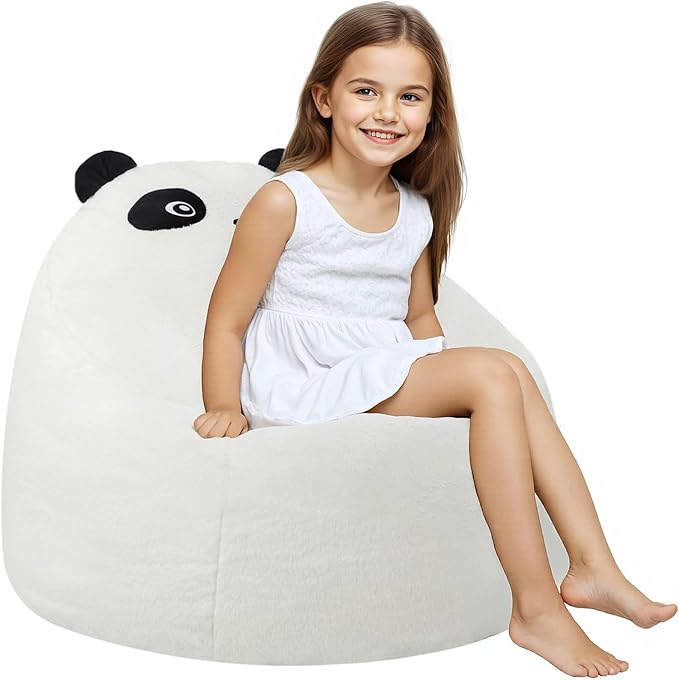 COMAX Bean Bag Chairs for Kids, Toddler BeanBag Sofa with Filler Bean Couch Stuffed for Boys and Girls, Lazy Floor Chair for Playroom, Nursery Room, Panda