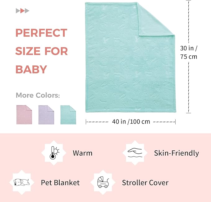 Soft Cozy Fleece Baby Blanket Animal Pattern Fluffy Plush Receiving Blanket for Newborn Infant Toddler, Warm Crib Stroller Blanket for Boys Girls, 30"x40",3 Piece