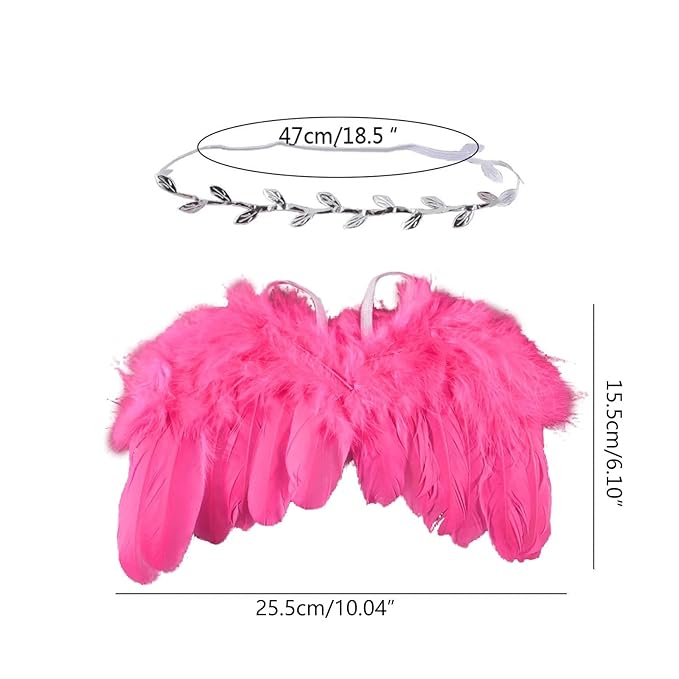 Qiansail Newborn Baby Fairy Angel Wings Princess Feather Wing Costume with White Headband Photography Props Shoot Outfits for Birthday (Light Purple)