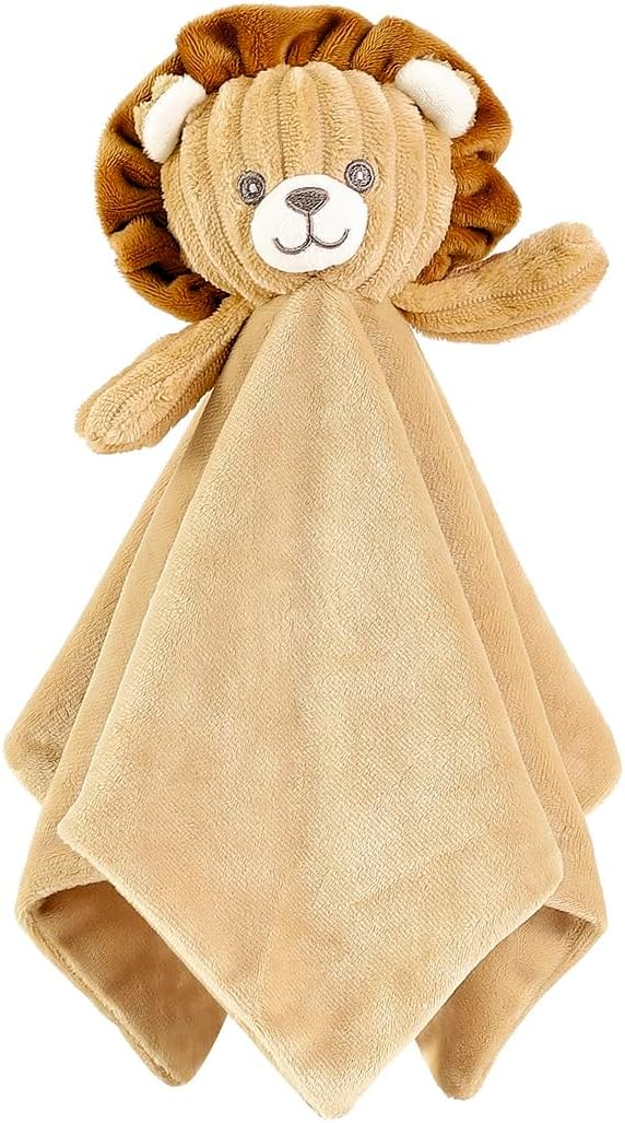 CREVENT Cozy Plush Baby Security Blanket, Loveys for Baby Girls and Boys, Birthday (Dog + Lion)