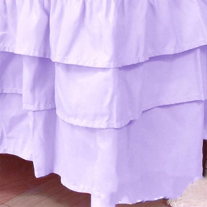 Ruffled Crib Bed Skirt: 3 Tiered Ruffled Crib Skirt Baby Girl Nursery Toddler Bedding Dust Ruffle, 17.7" Deep Drop- Fits Standard Cribs,28"x 52" (Purple)
